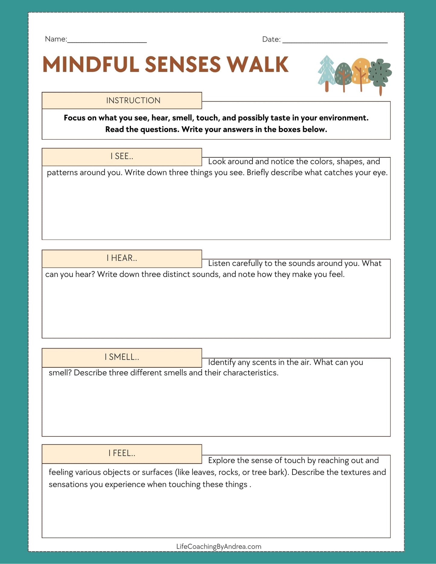 (On Your Way to Wellness Collection) "Mindfulness" pdf Worksheets