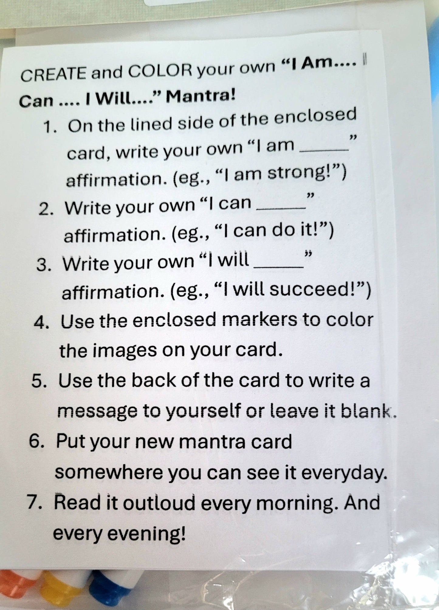 (Believe Collection) "I Am - I Can - I Will" Mantra Kit