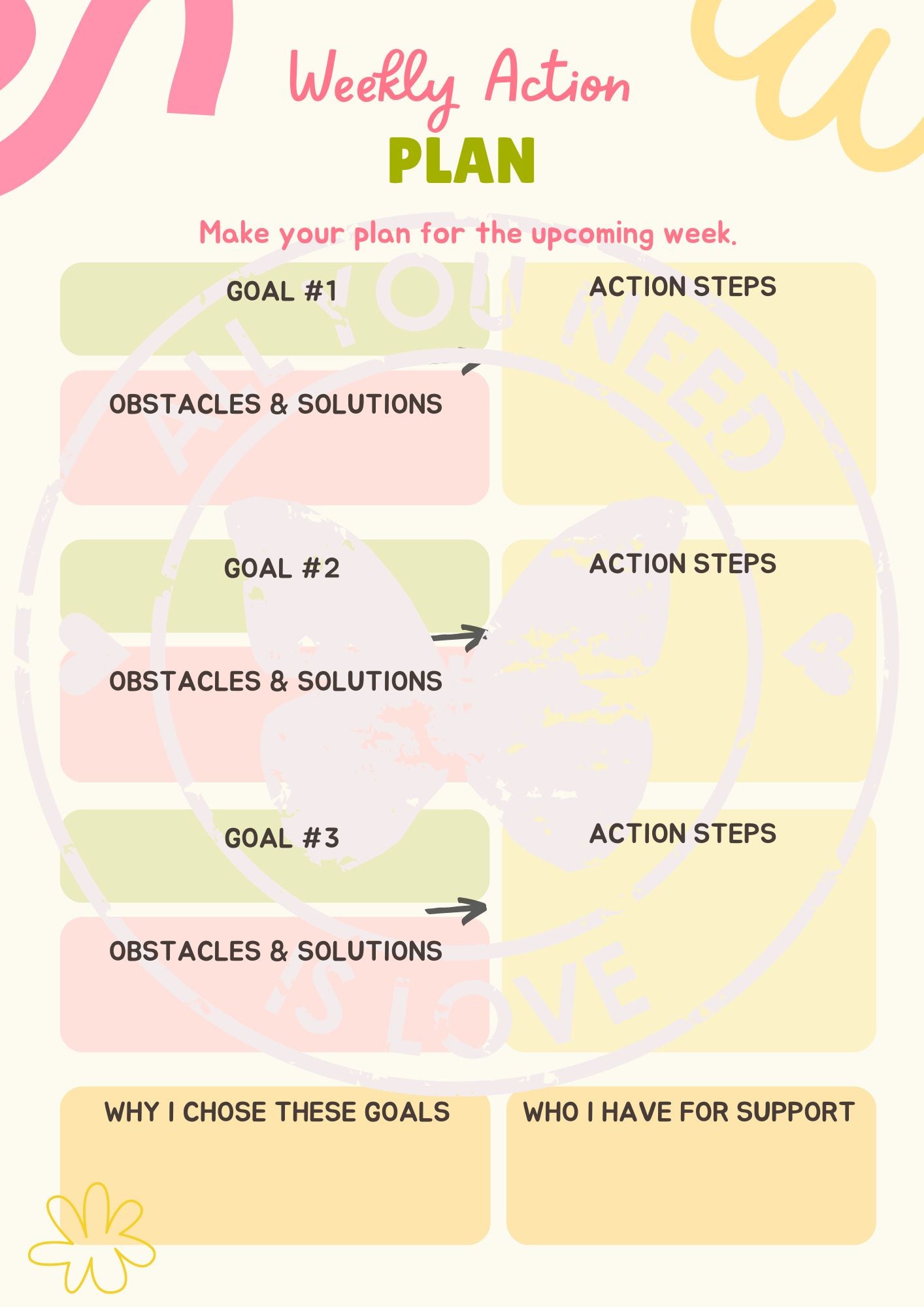 (On Your Way to Wellness Collection) "Goals and Action Plans" pdf Worksheets