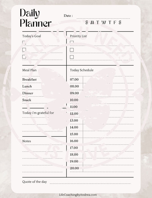 (On Your Way to Wellness Collection) "Planners: Daily" pdf Worksheets