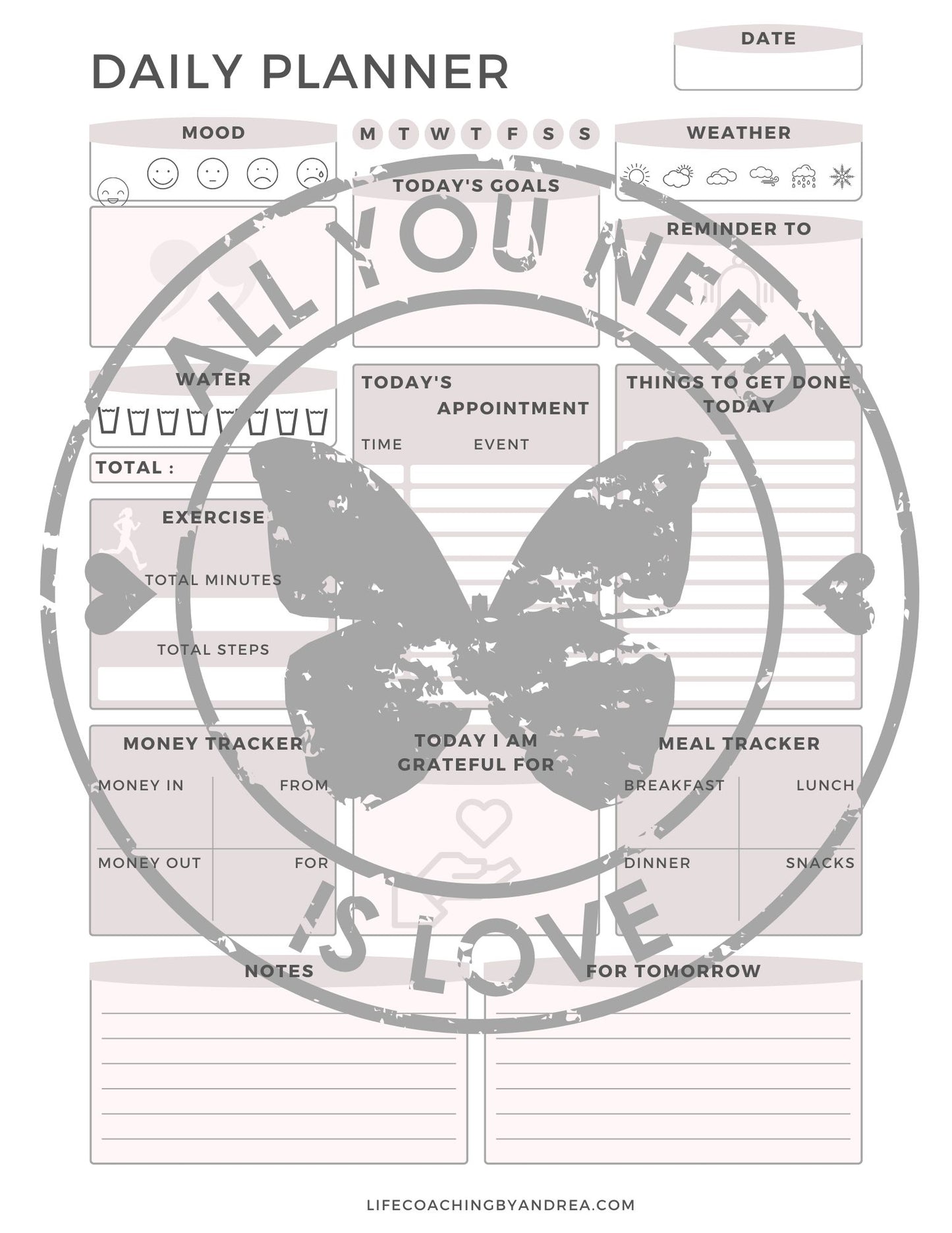 (On Your Way to Wellness Collection) "Planners: Daily" pdf Worksheets