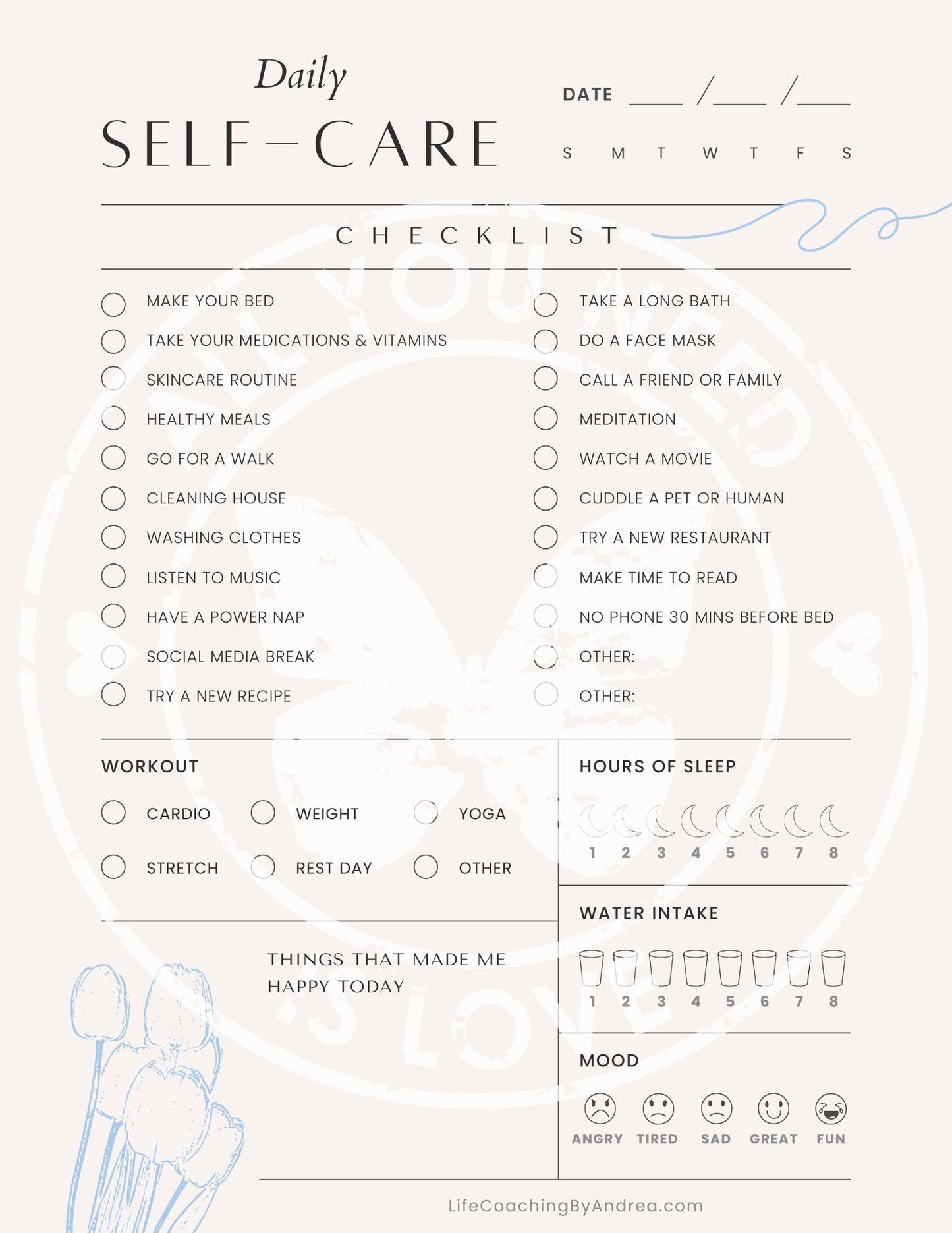 (On Your Way to Wellness Collection) "Self-Care" pdf Worksheets