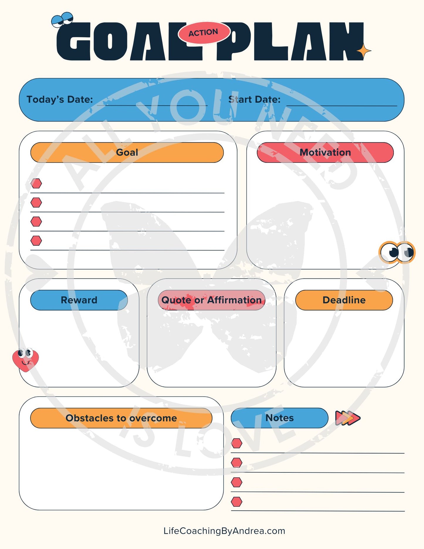 (On Your Way to Wellness Collection) "Goals and Action Plans" pdf Worksheets