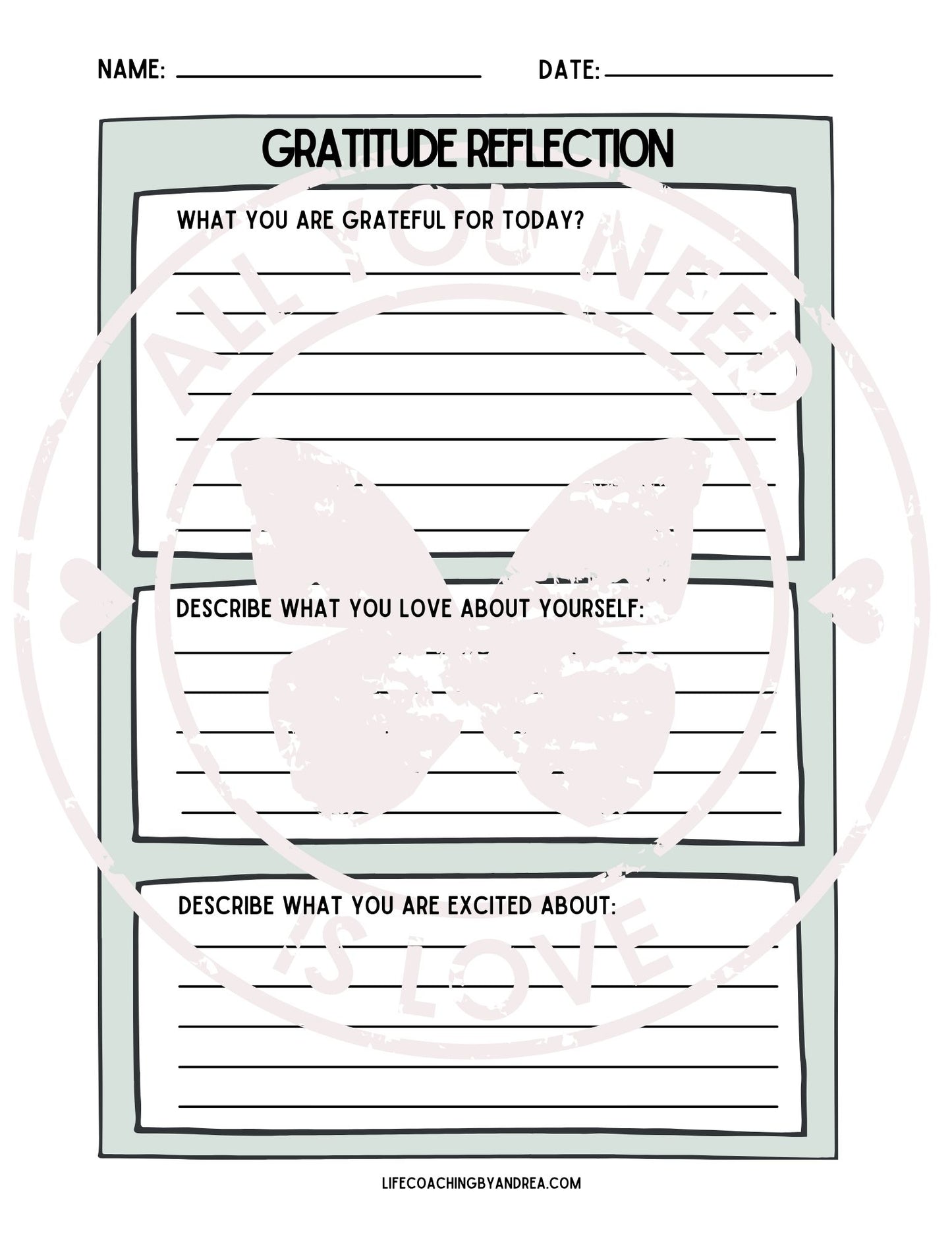 (On Your Way to Wellness Collection) "Gratitude" pdf Worksheets