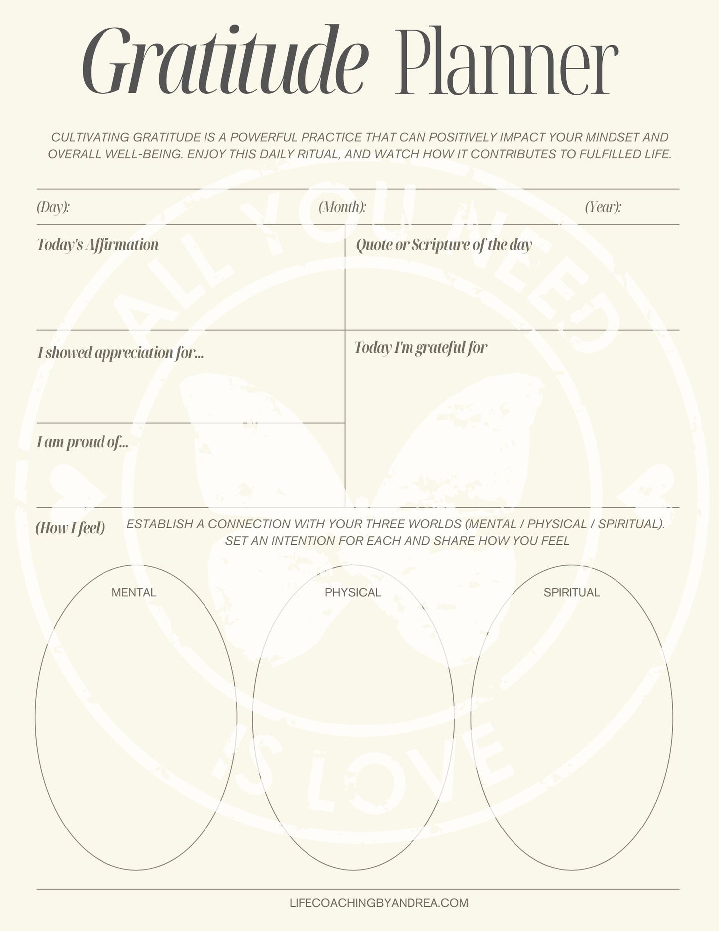 (On Your Way to Wellness Collection) "Gratitude" pdf Worksheets