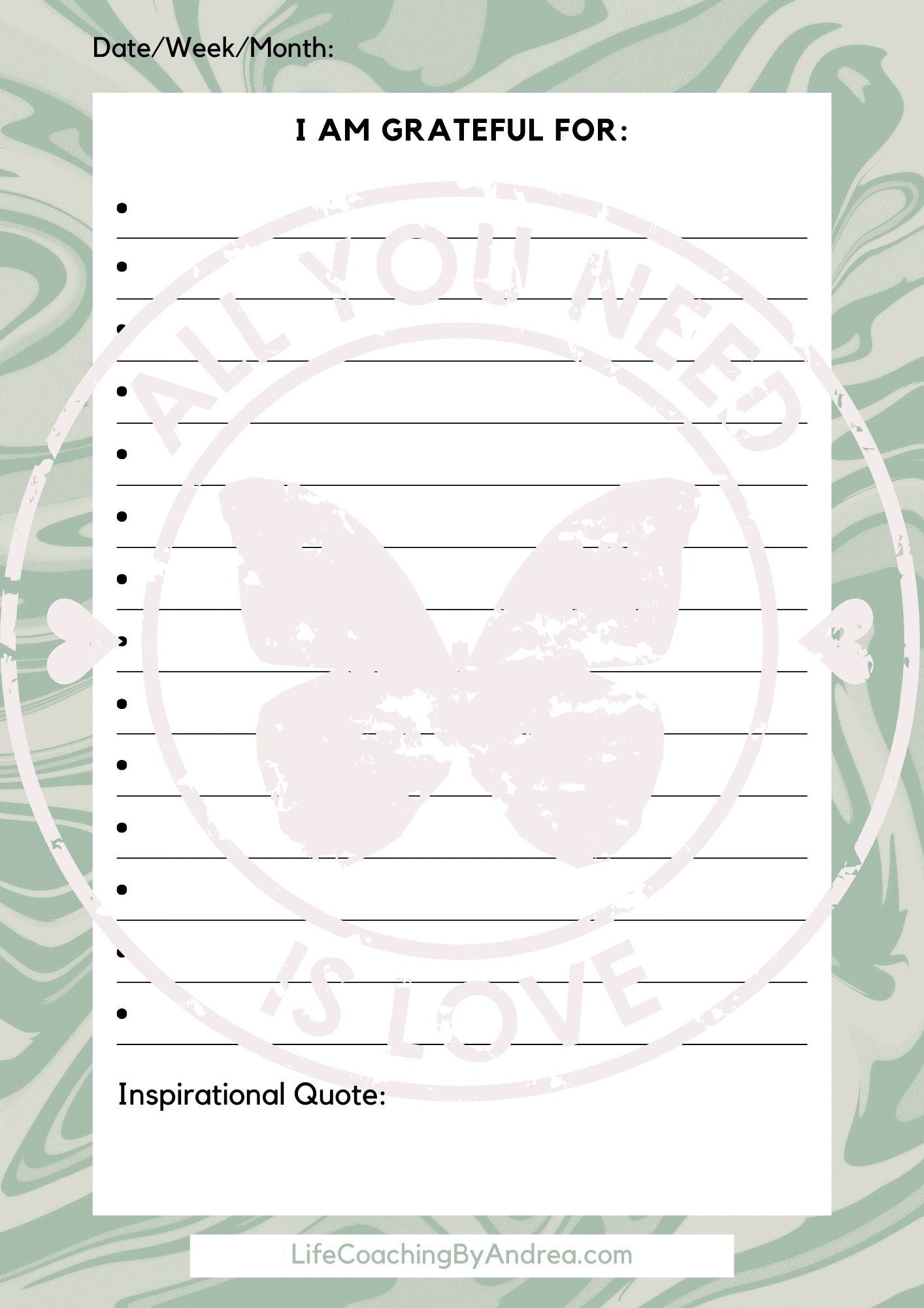 (On Your Way to Wellness Collection) "Gratitude" pdf Worksheets