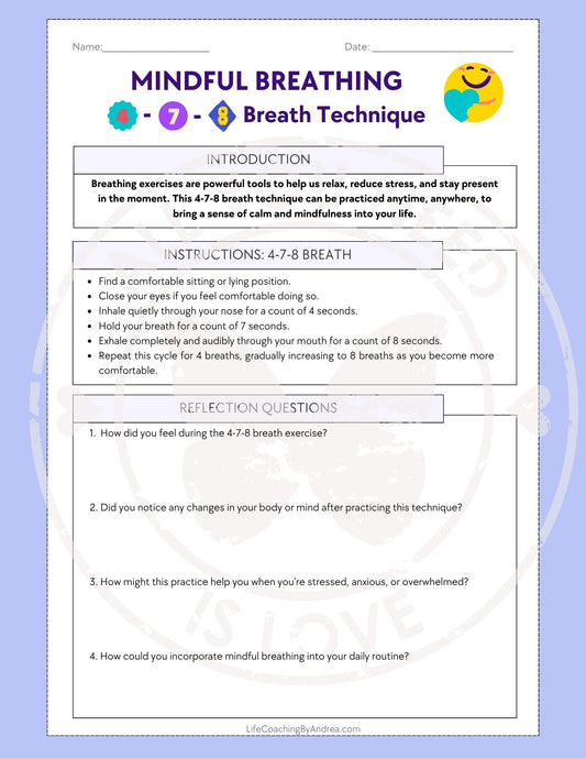 (On Your Way to Wellness Collection) "Mindfulness" pdf Worksheets