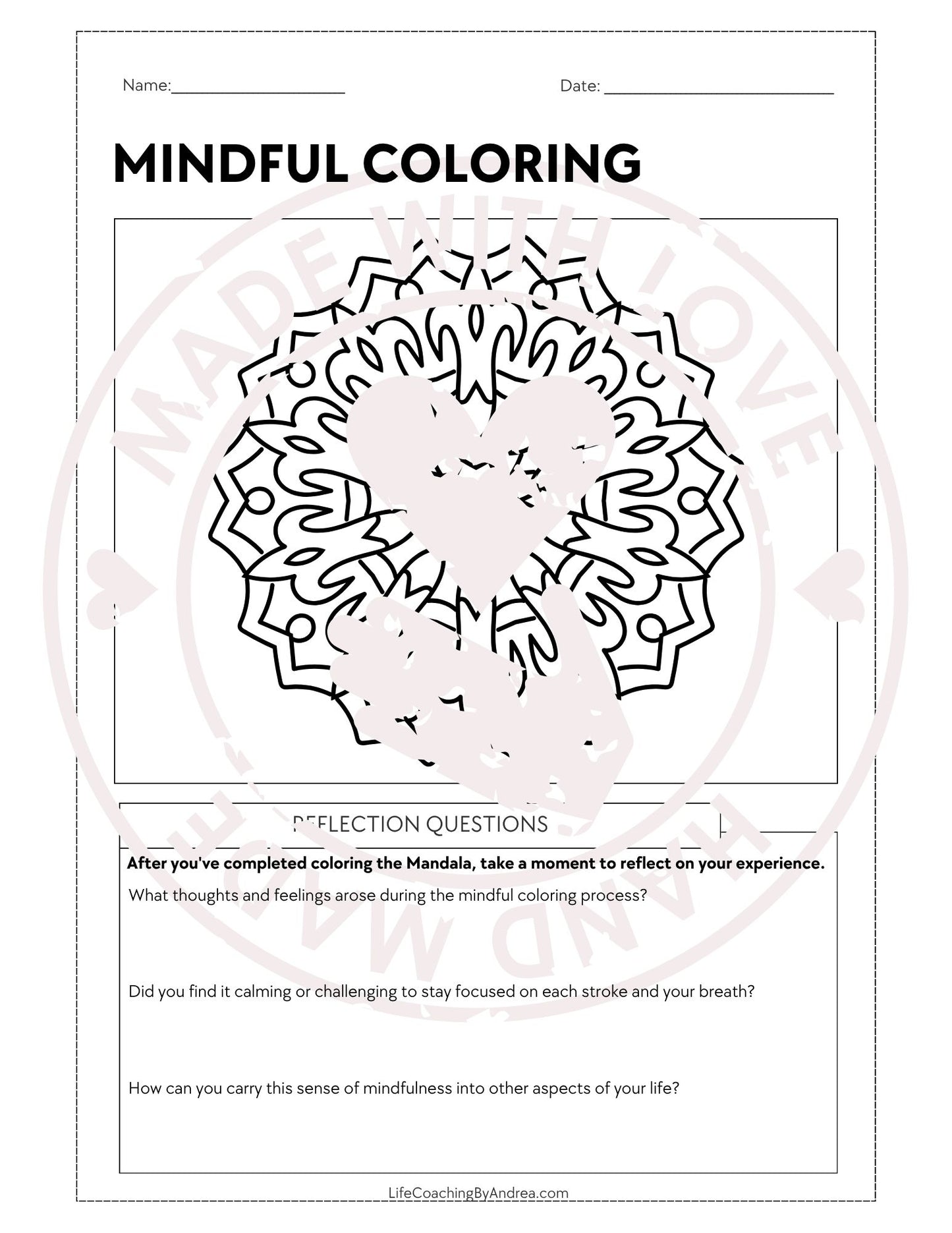 (On Your Way to Wellness Collection) "Mindfulness" pdf Worksheets