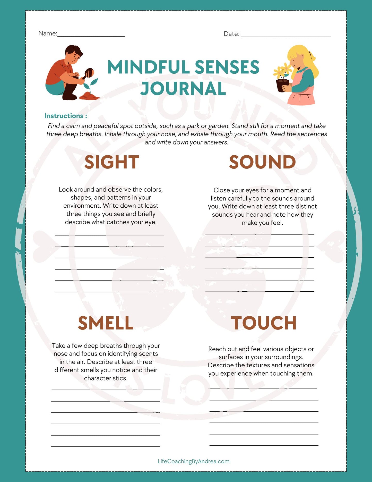 (On Your Way to Wellness Collection) "Mindfulness" pdf Worksheets