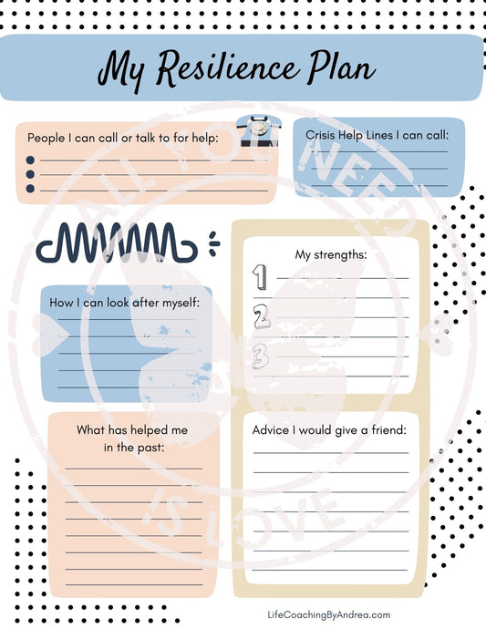 (On Your Way to Wellness Collection) "Resilience Plan" pdf Worksheet