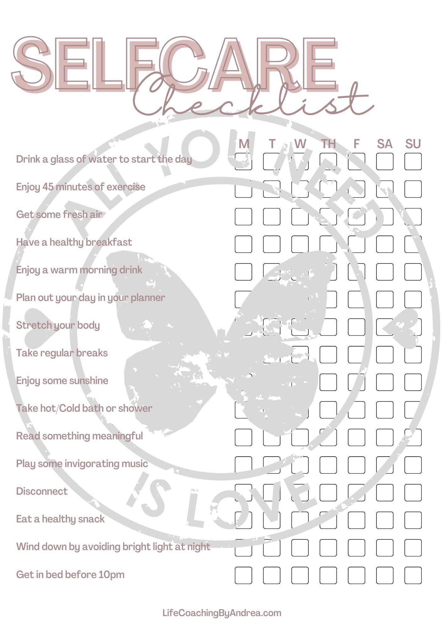 (On Your Way to Wellness Collection) "Self-Care" pdf Worksheets