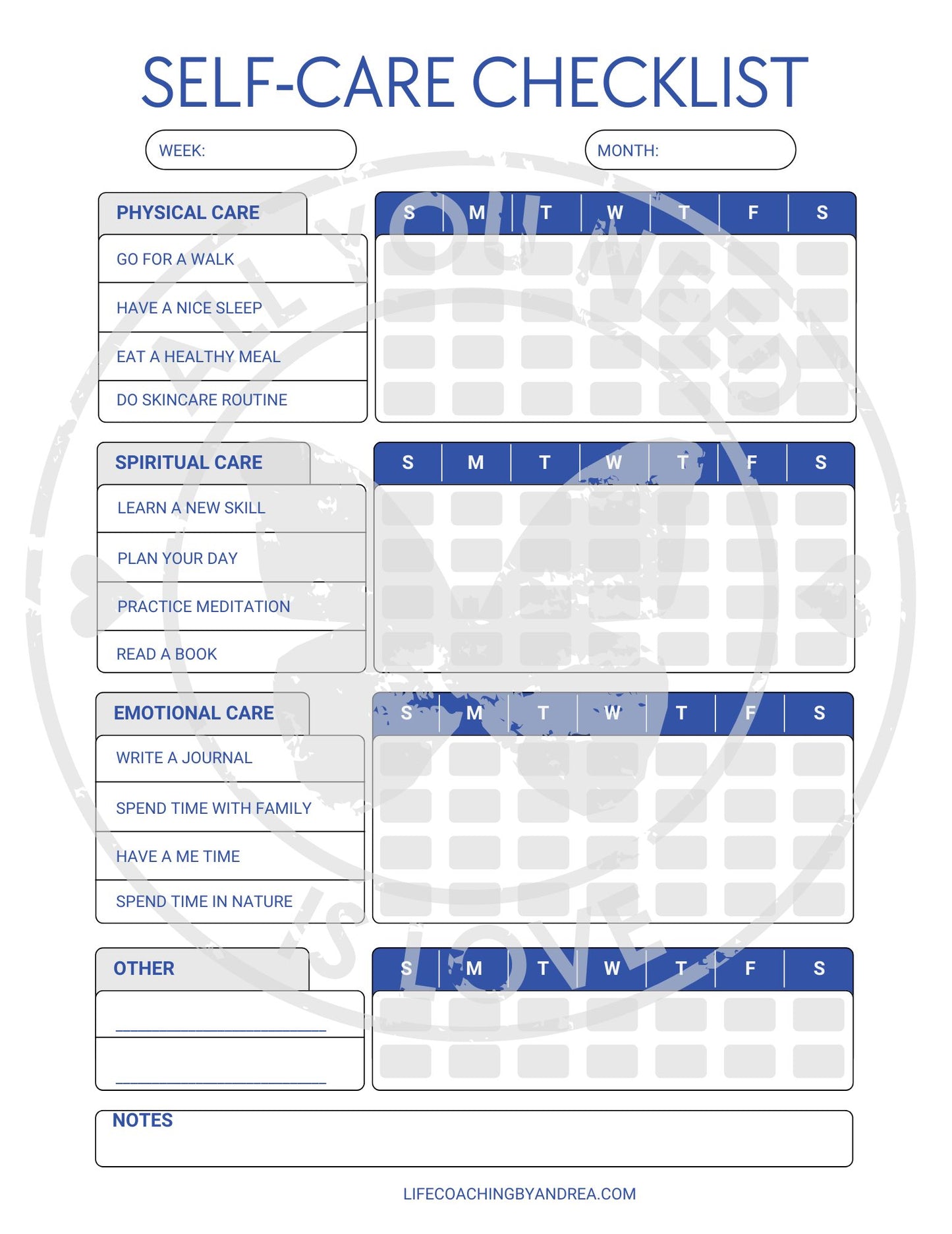 (On Your Way to Wellness Collection) "Self-Care" pdf Worksheets