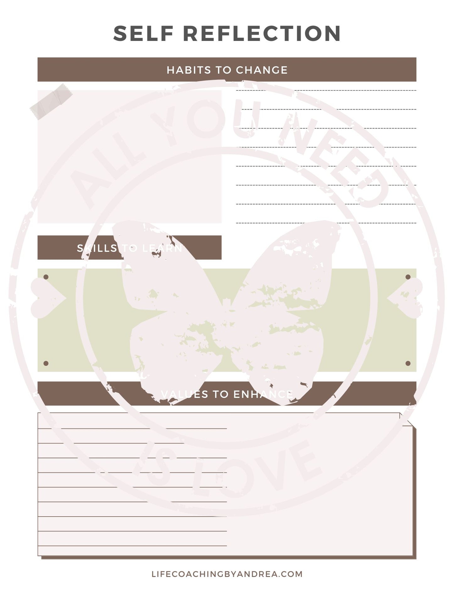 (On Your Way to Wellness Collection) "Self-Reflection" pdf Worksheets