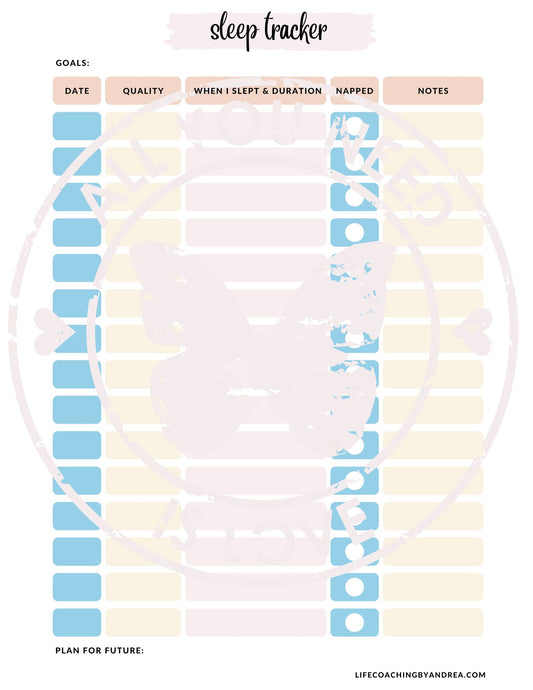 (On Your Way to Wellness Collection) "Sleep Tracker" pdf Worksheet