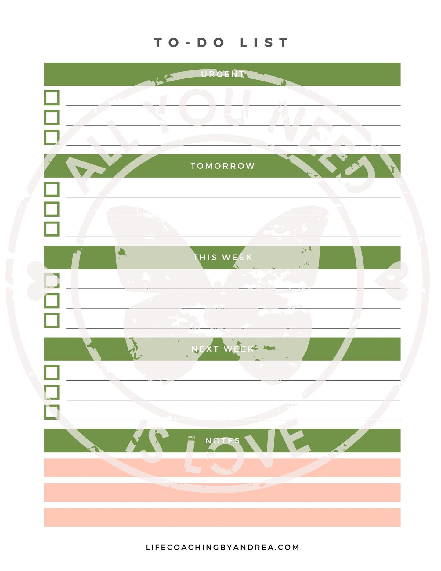 (On Your Way to Wellness Collection) "To Do List" pdf Worksheets