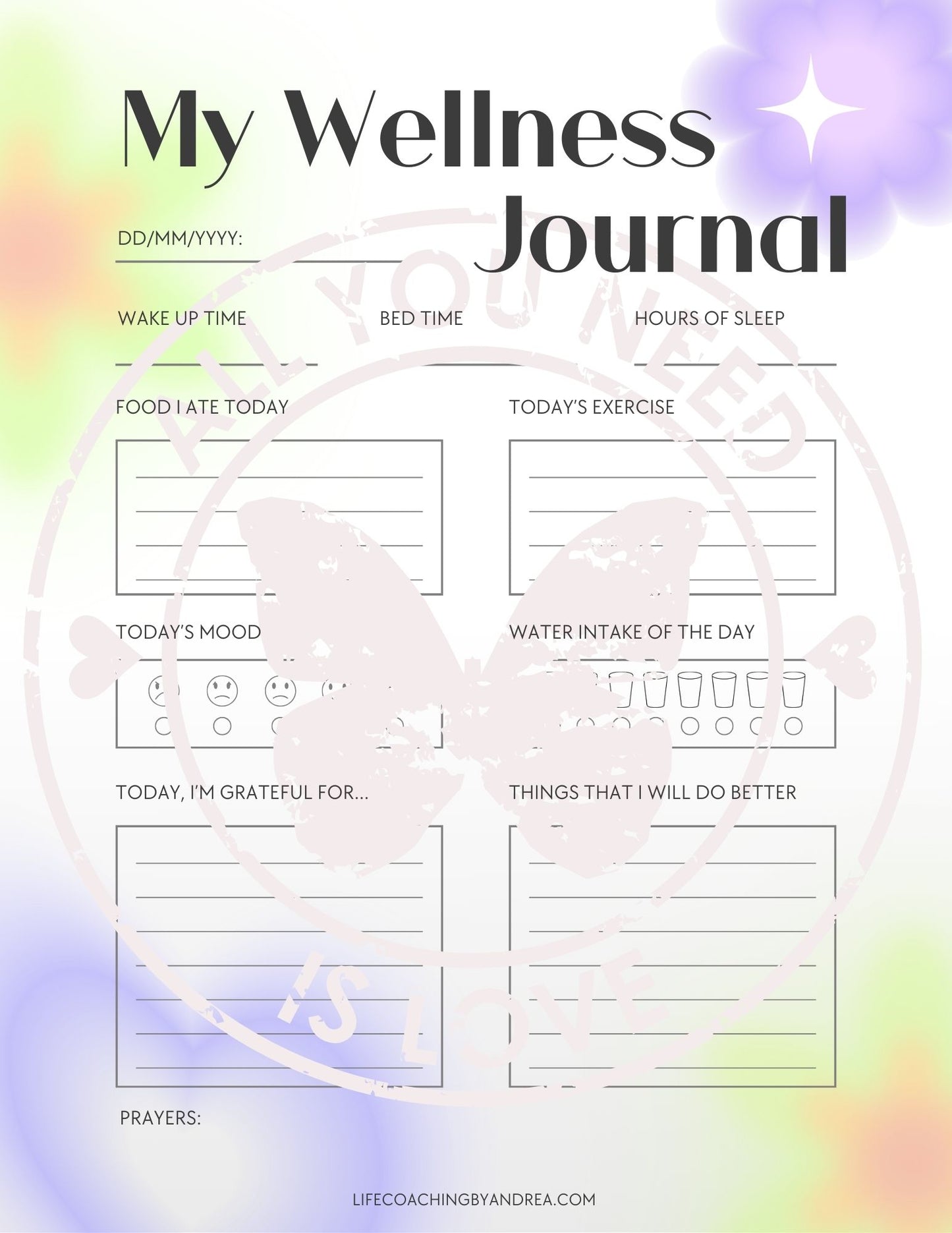 (On Your Way to Wellness Collection) "Mental Health & Wellness Trackers" pdf Worksheets