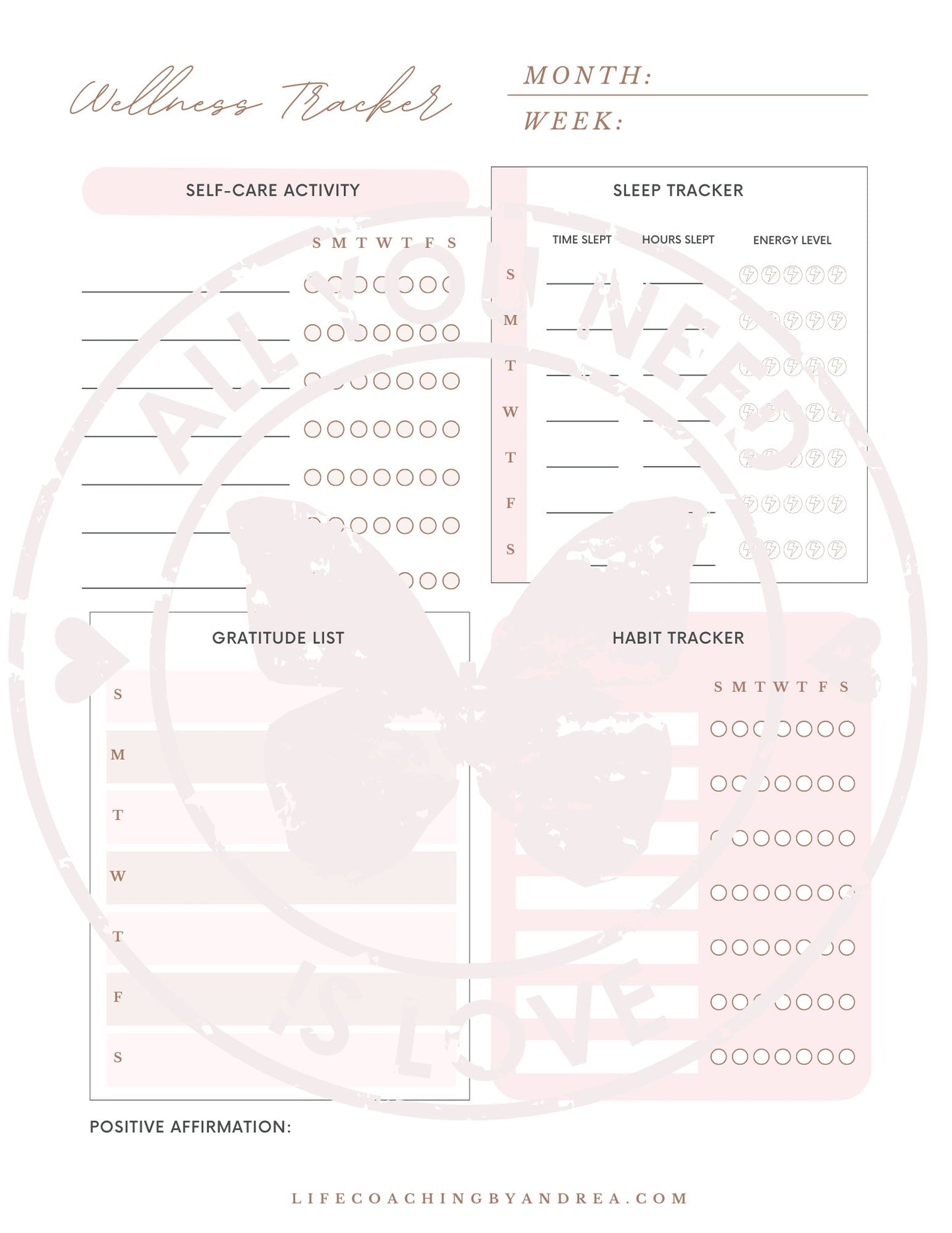 (On Your Way to Wellness Collection) "Mental Health & Wellness Trackers" pdf Worksheets